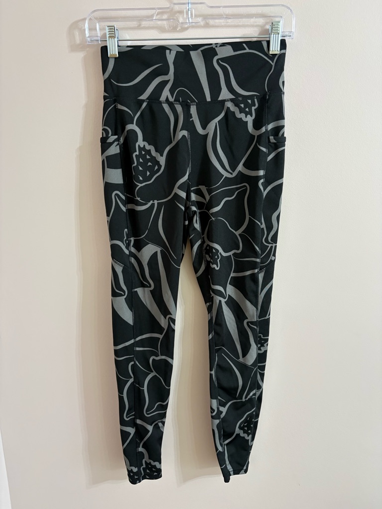 Pop Fit Black And Gray Striped Active Leggings